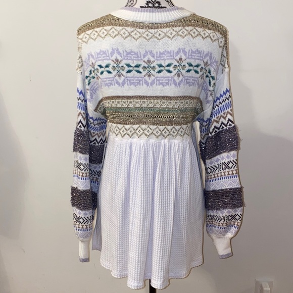 NWT!Free People Cozy Cottage 1/2 Zip Sweater Nordic-Inspired Size Small - Picture 9 of 16